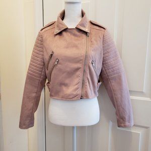 Asos Faux Suede Pink Biker Jacket Size 6